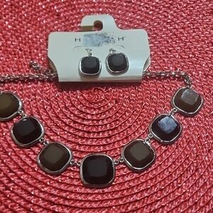Hannah Brown Cushion-Stone Necklace & Stud Earrings Set